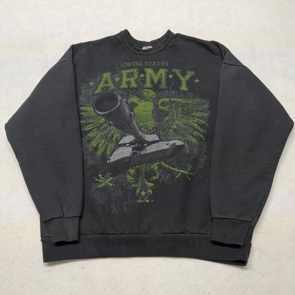Other - Vintage US Army Sweatshirt Graphic Tank Eagle USA Made Cotton Black Mens Size M